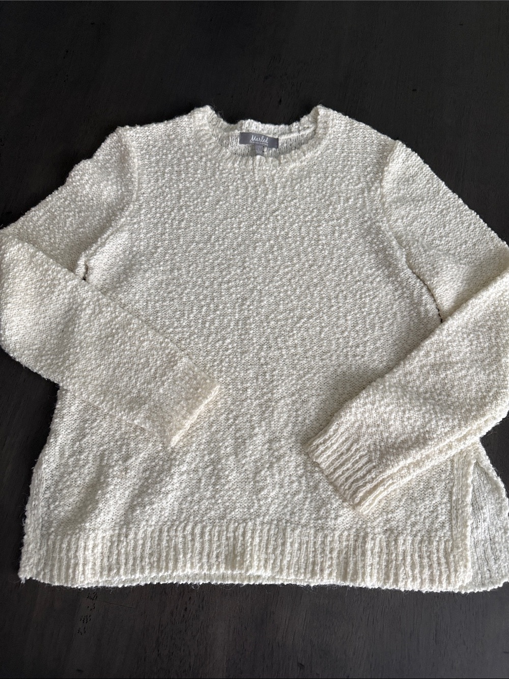 Ivory Bouclé Crew Sweater